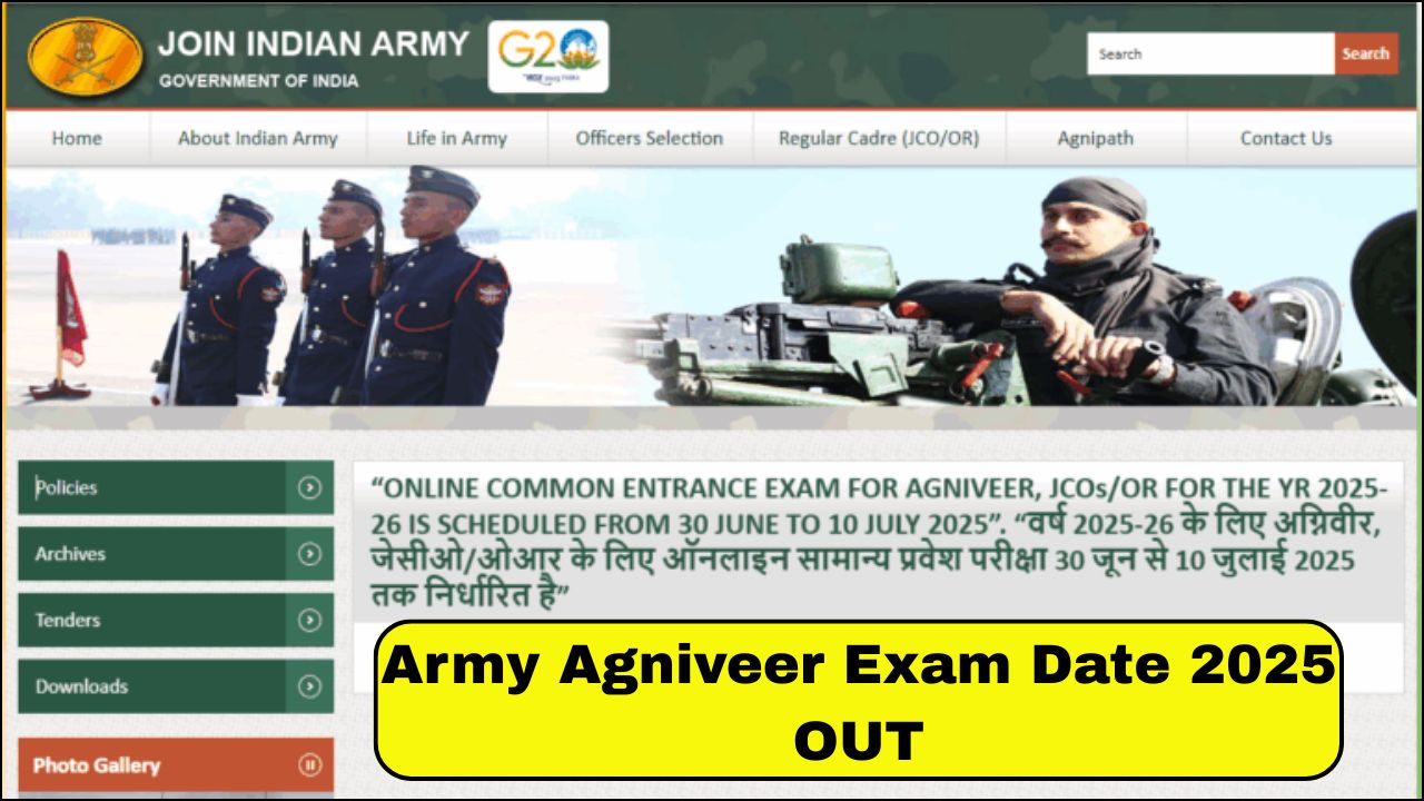 Indian Army Agniveer Exam Date 2025